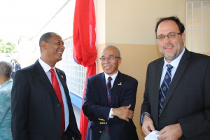 MP of Eastern St. Andrew Andre Hylton (left), Chairman of the National Health Fund Sterling Soares, and Senator Mark Golding